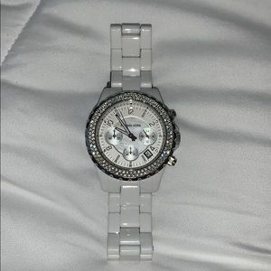 White Michael Kors Watch with diamonds